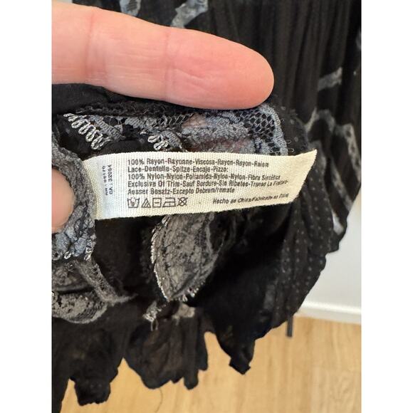 Intimately Free People Voile Lace Trapeze Slip Dress Black Gray Small - Picture 5 of 8